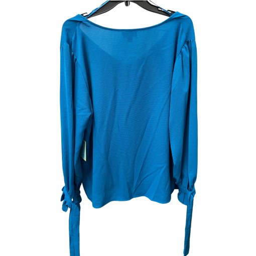 CeCe Teal V-Neck Blouse Plus Size 2X | Women's Tops - Image 2