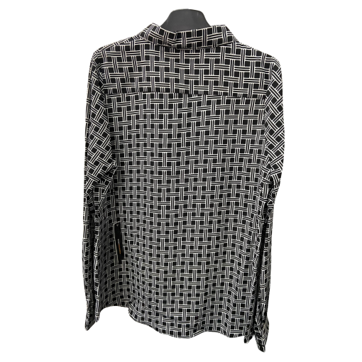 BCBG Maxazria Black & White Geometric Blouse - Size M - Button Up Shirt - Image 2