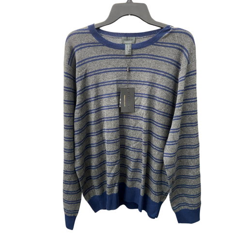 State Fusio XXL Gray Blue Striped Sweater - Men's Knitwear