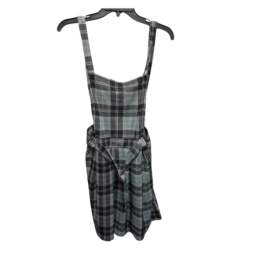 Planet Gold Plaid Overall Dress - Gray - Size M - Mini Dress