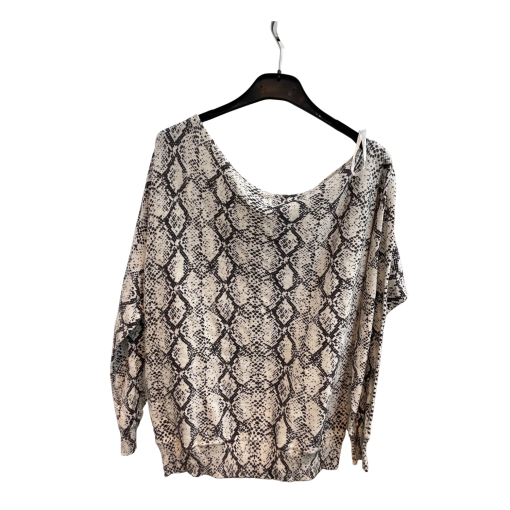 MINNIEROSE Snake Print Sweater, Cream/Black, Size M, Women's Top