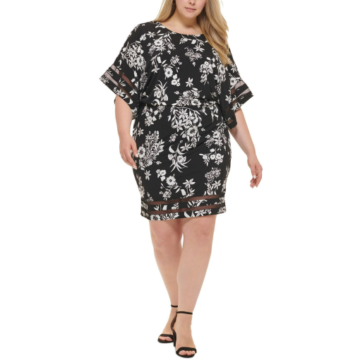 Jessica Howard Plus Black Floral Dress 22W - Cocktail Party Dress