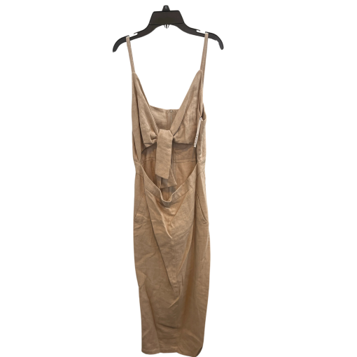 CAARA Beige Linen Midi Dress - Size L - Summer Dress