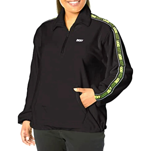 DKNY Plus Black Fleece Pullover Jacket - Women's 2X - Activewear