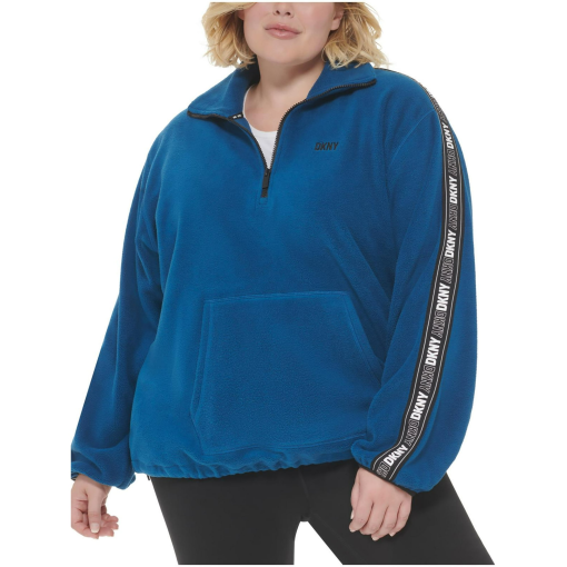 DKNY Plus Blue Fleece Pullover Sweatshirt - 2X - Women's Top