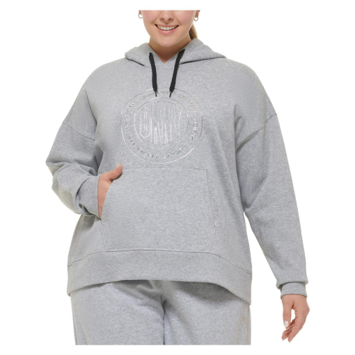 DKNY Sport Plus Size Gray Hoodie Sweatshirt - Women's Activewear