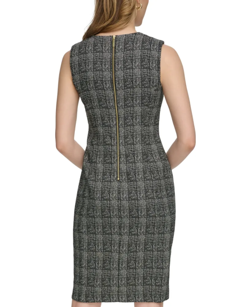 Calvin Klein Plaid Sheath Dress Black/Cream Size 4 - Work Dress - Image 2