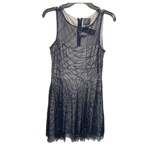 Adrianna Papell Navy Beaded Cocktail Dress Size 10 - Party Dress