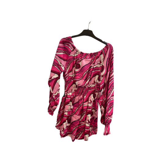 BCBGMAXAZRIA Pink Print Blouse Medium - Women's Top - Image 2