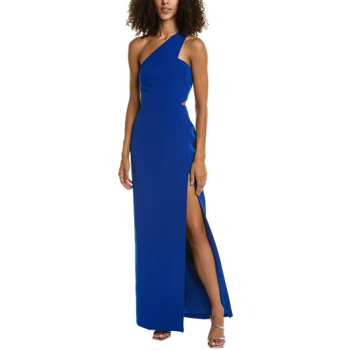 Liv Foster Blue One Shoulder Slit Gown - Size 2 - Formal Dress