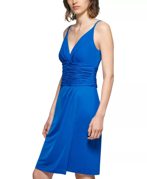 Calvin Klein Blue Ruched Sheath Dress - Women's Size  - Cocktail