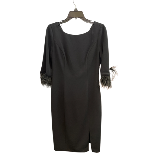 Adrianna Papell Black Feather Sleeve Dress Size 6 - Cocktail