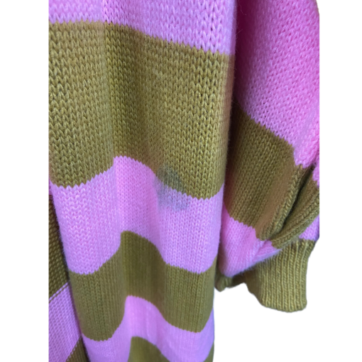 Mia Colette Pink/Olive Striped Cardigan Sweater - One Size - Image 3