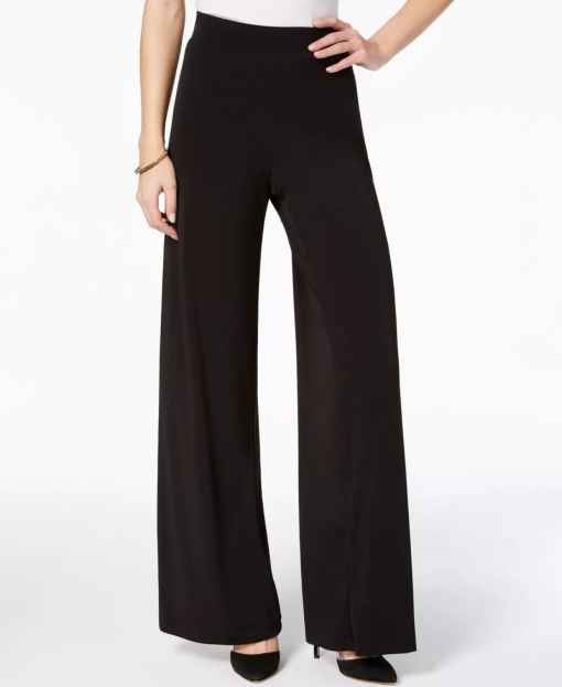 NY Collection Black Palazzo Pants - Petite Wide Leg Trousers