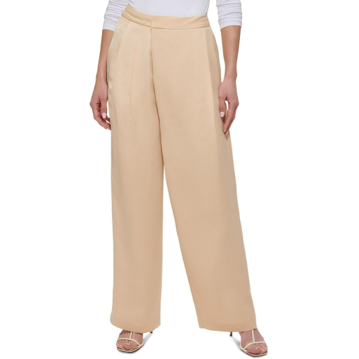 DKNY Beige Wide Leg Pants Plus Size 8P - Women's Trousers