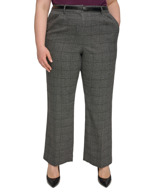 Calvin Klein Plus Plaid Trousers Gray 24W - Women's Dress Pants