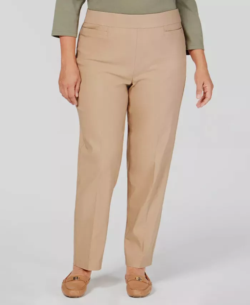 Alfred Dunner Plus Tan Pull-On Pants 20W - Women's Dress Pants