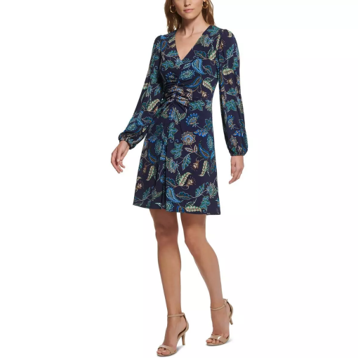 Vince Camuto Navy Floral Mini Dress Petite 6P - Cocktail Dress