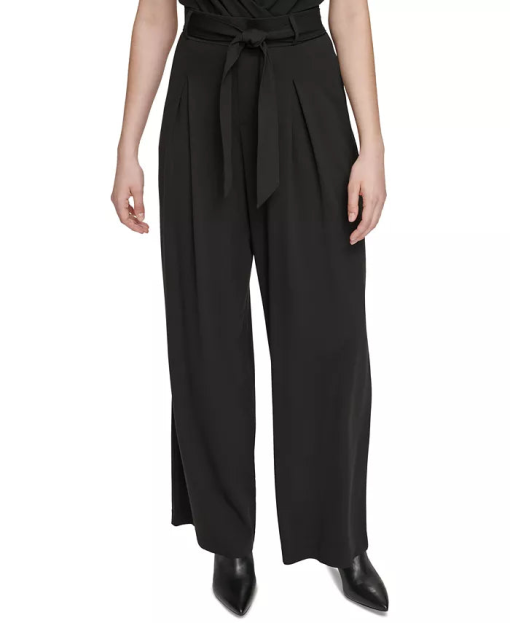 Calvin Klein Black Wide Leg Pants - Size L - Women's Trousers