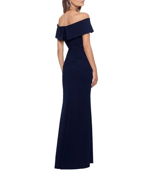 XSCAPE Navy Off-Shoulder Gown Size 8 | Evening Dress - Image 2