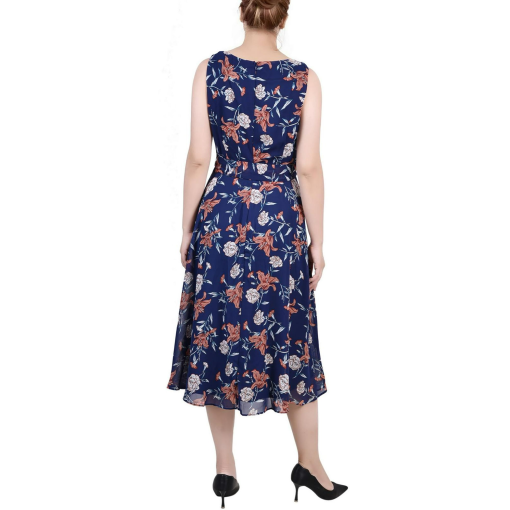 NY Collection Petite Navy Floral Midi Dress - Women's Dresses - Image 2