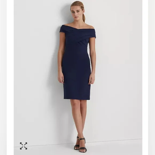 Ralph Lauren Navy Off Shoulder Dress Size 4 - Cocktail Dress