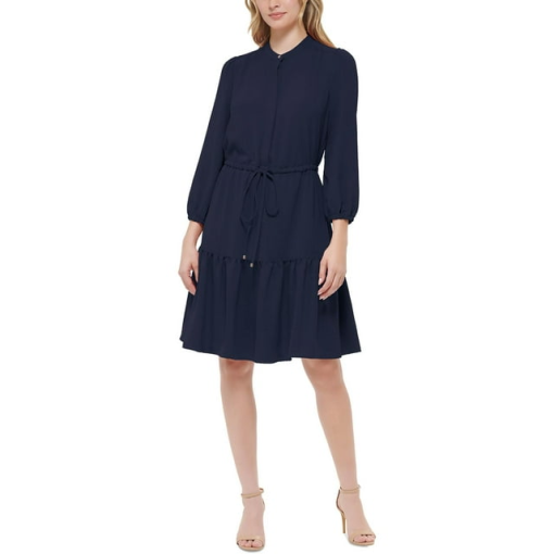 Tommy Hilfiger Navy Tiered Shirtdress Size 8 - Women's Dresses