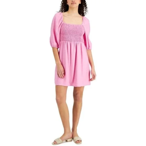 Bar III Pink Smocked Dress XS - Women's Mini Dress