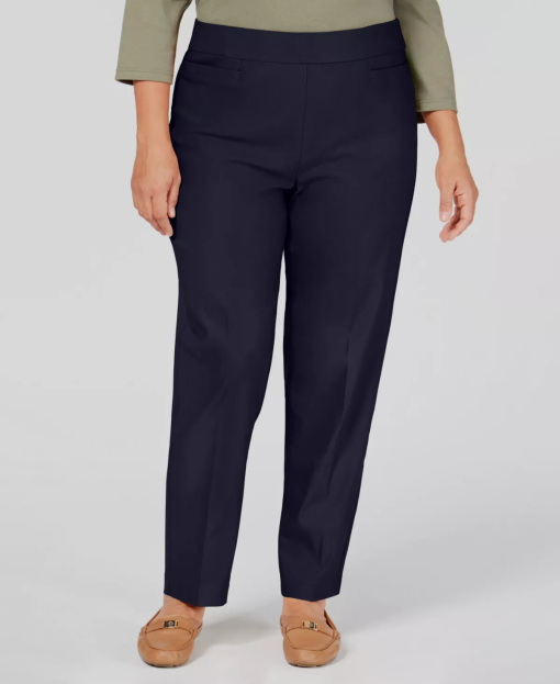 Alfred Dunner Navy Plus Size Pull-On Pants - Women's Trousers 24W