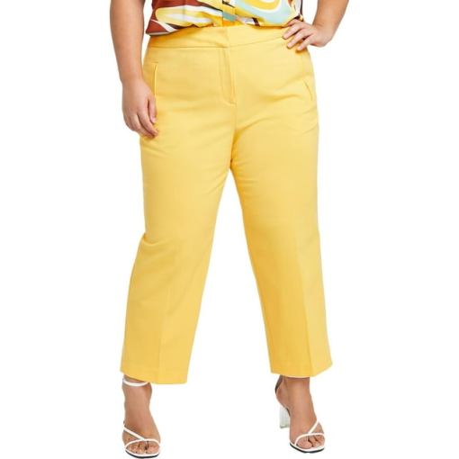 Bar III Plus Size Yellow Straight Leg Pants - 20W - Women's Trousers