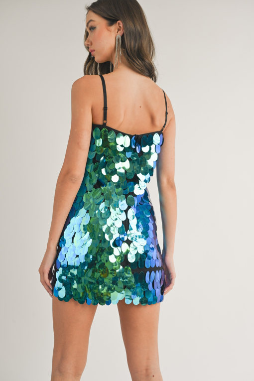 City Studio Blue Sequin Mini Dress - Party Dress - Size M - Image 2