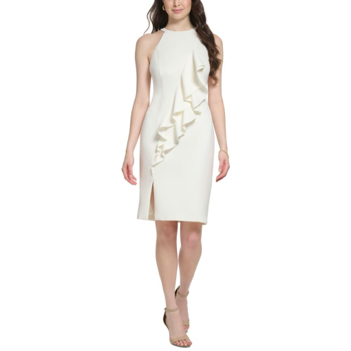 Vince Camuto Ivory Ruffle Halter Dress Size 8 - Cocktail Dress