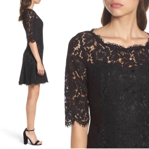 Eliza J Black Lace Fit & Flare Dress, Size 4P - Cocktail Dress - Image 2