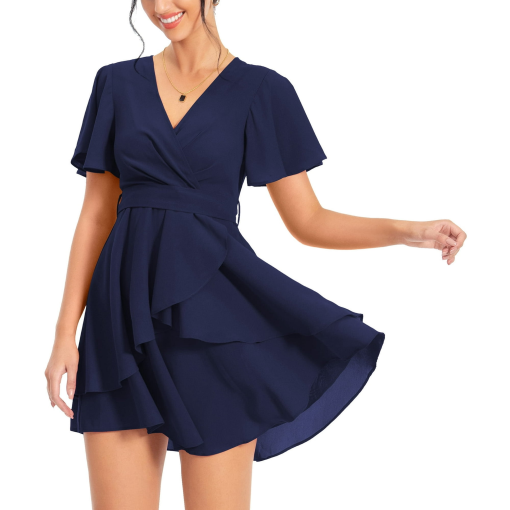 B-Darlin Navy Ruffle Mini Dress - Semi-Formal Cocktail Party Dress