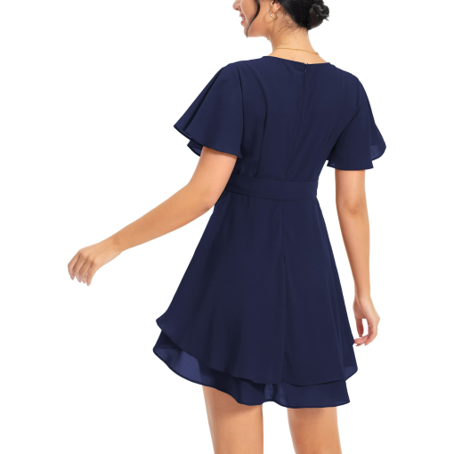 B-Darlin Navy Ruffle Mini Dress - Semi-Formal Cocktail Party Dress - Image 2