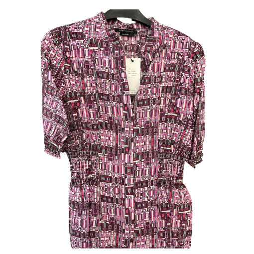 BCBGMAXAZRIA Computer Print Blouse, Purple, Size L - Women's Top