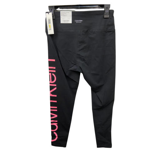 Calvin Klein Black Leggings Medium Neon Pink Logo Workout Pants - Image 2