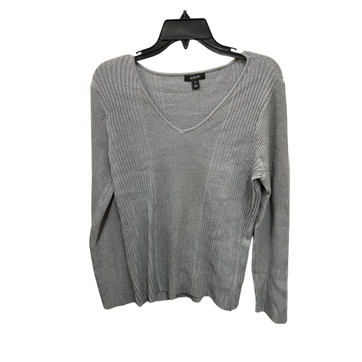 Alfani Gray Ribbed V-Neck Sweater, Size M - Women's Top