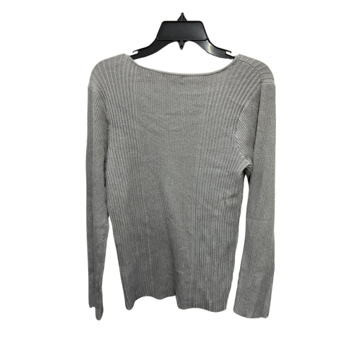 Alfani Gray Ribbed V-Neck Sweater, Size M - Women's Top - Image 2