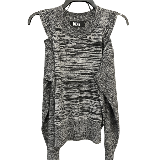 DKNY XS Gray Cold Shoulder Sweater - Women's Knitwear