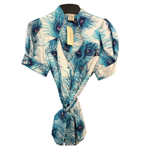 VERTIGO Paris Peacock Print Robe - Blue/White - Size L - Loungewear - Image 2