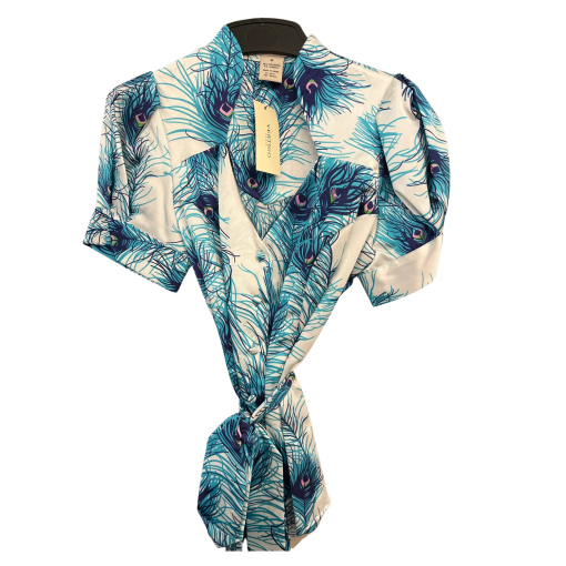 Vertigo Paris Peacock Print Blouse - Blue, XS - Women's Top