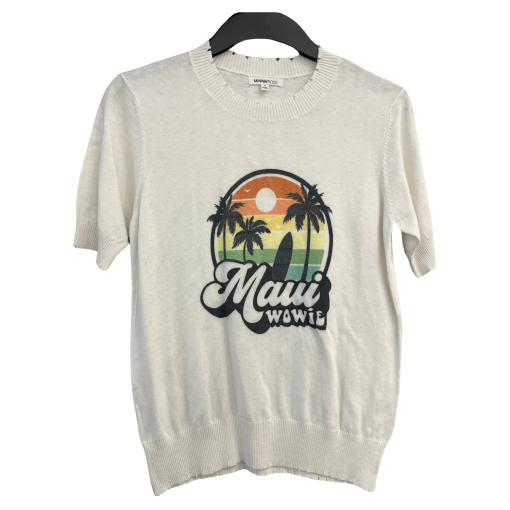 MINNIEROSE Cream Maui Graphic Sweater - Size S - Women's Top