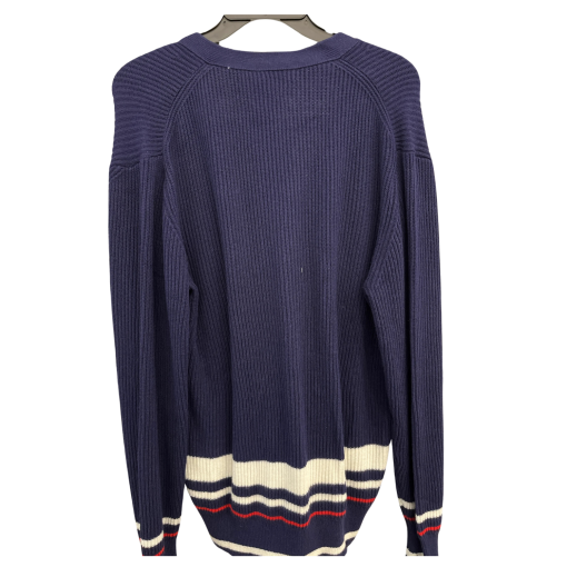 STATE CASHMERE Navy Striped Cardigan Sweater - Large - Knitwear - Image 2