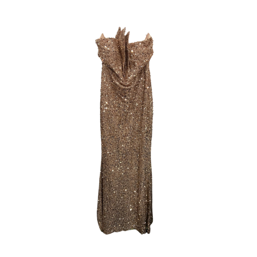 Miss ORD Champagne Sequin Maxi Dress - Size L - Evening Gown