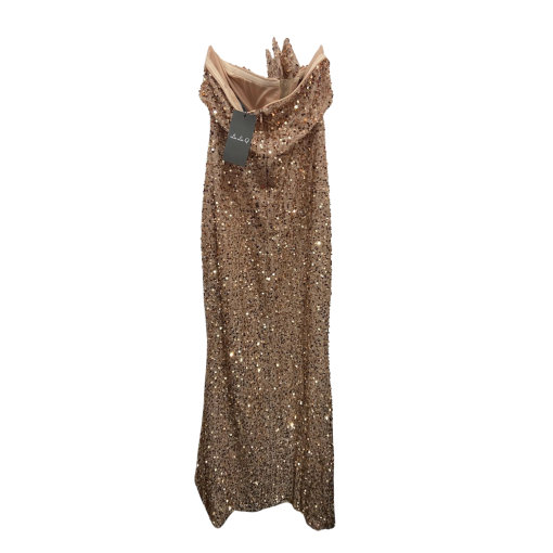 Miss ORD Champagne Sequin Maxi Dress - Size L - Evening Gown - Image 2