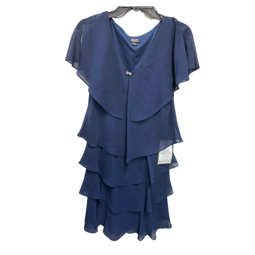 SLNY Navy Tiered Dress Size 6 - Cocktail Dress - Image 2