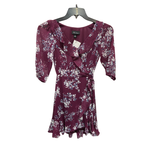 BCX Dress XXS Burgundy Floral Wrap Dress - Women's Dresses