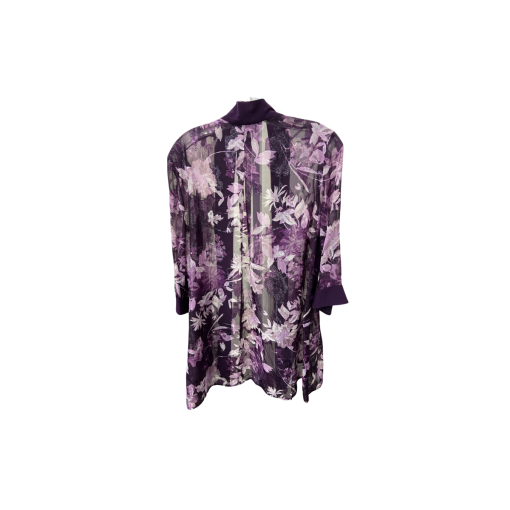 R&M Richards Purple Floral Cardigan 12P - Women's Outerwear - Image 2