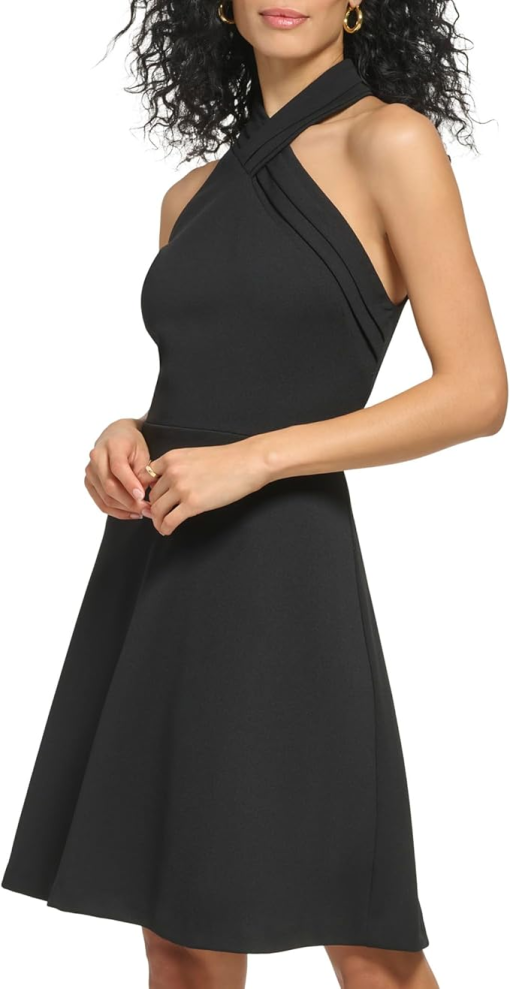 DKNY Women's Missy Twist Neck Fit & Flare Mini Dress - Black - Size 14 - Image 3